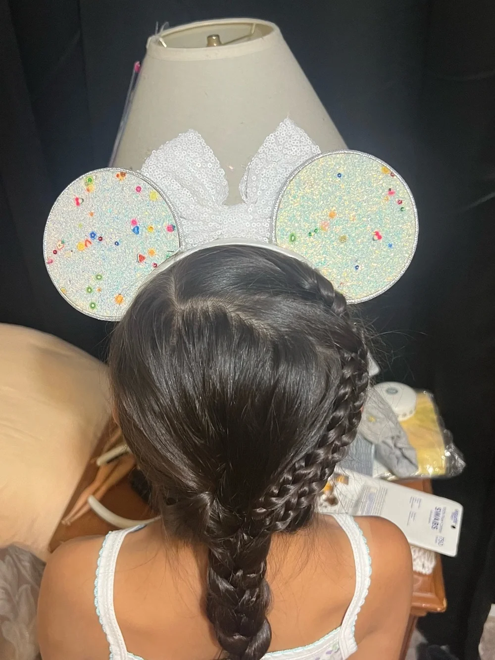 Sequin Polka Dot Minnie-Style Kids Headband - White